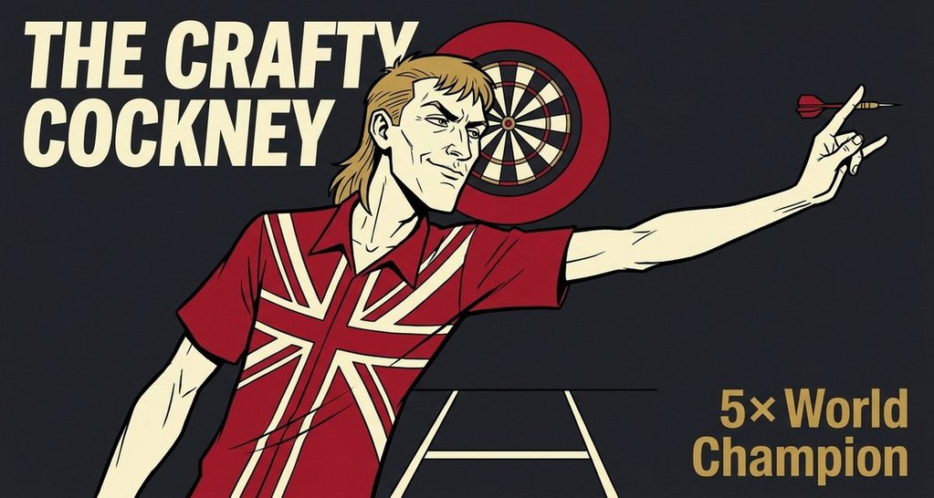 Eric Bristow 5x BDO World Darts Champion vintage illustration