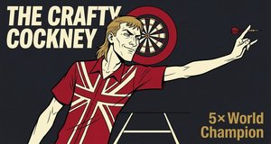 Eric Bristow 5x BDO World Darts Champion vintage illustration